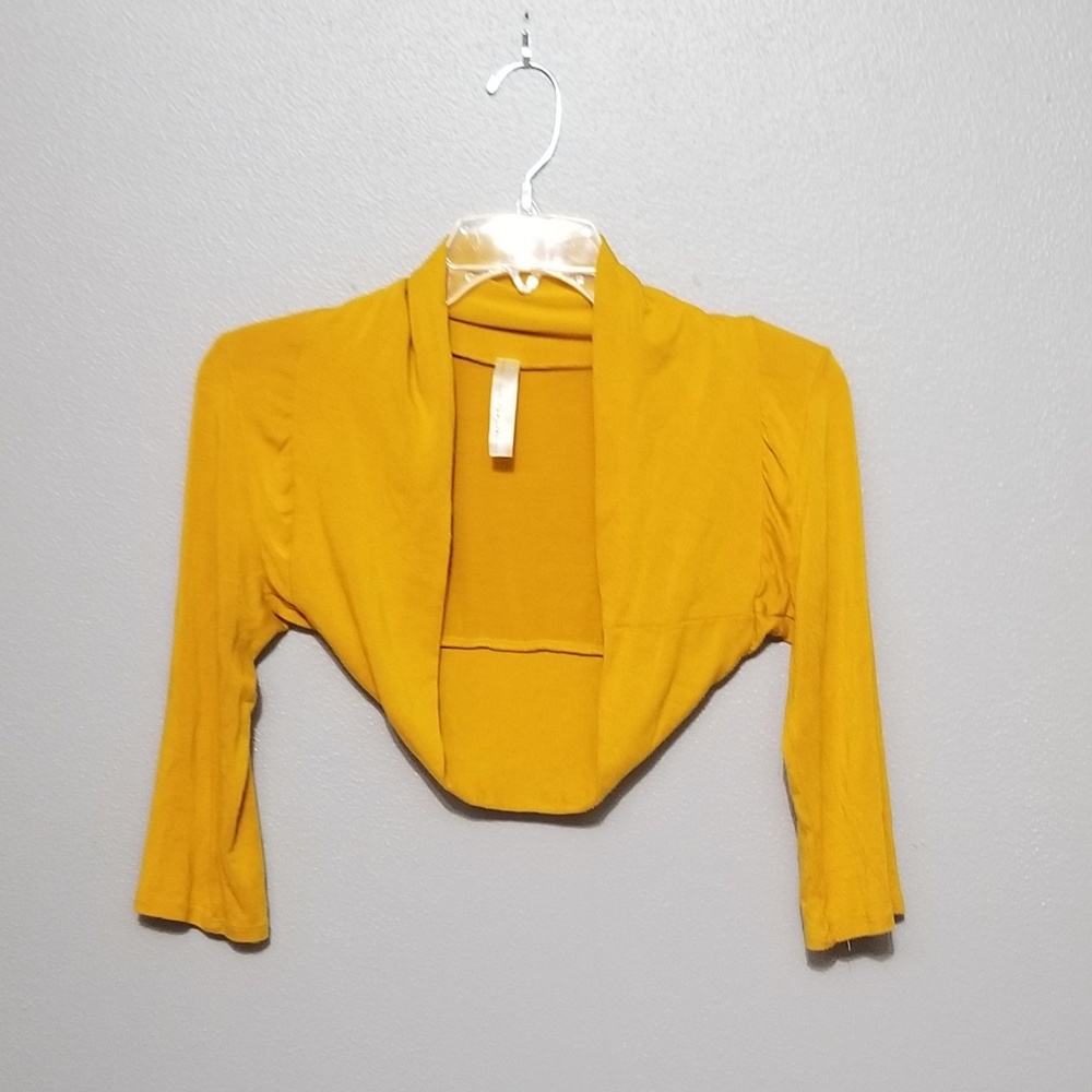 Mustard three quarter sleeve stretchy shrug